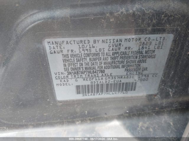 Photo 8 VIN: 3N1AB7AP7HL647760 - NISSAN SENTRA 