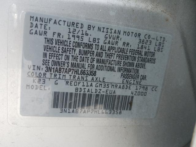 Photo 9 VIN: 3N1AB7AP7HL663358 - NISSAN SENTRA S 