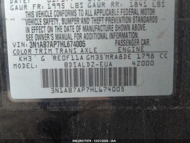 Photo 8 VIN: 3N1AB7AP7HL674005 - NISSAN SENTRA 