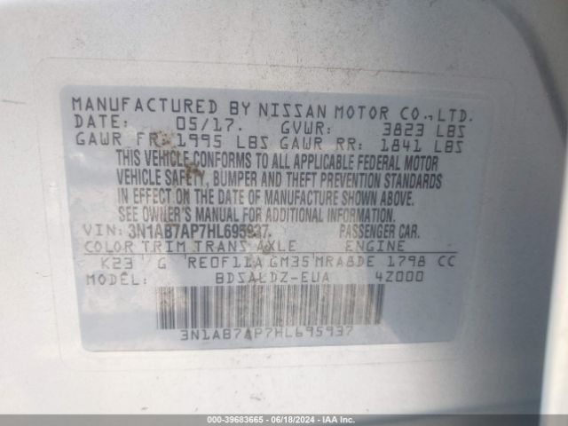 Photo 8 VIN: 3N1AB7AP7HL695937 - NISSAN SENTRA 