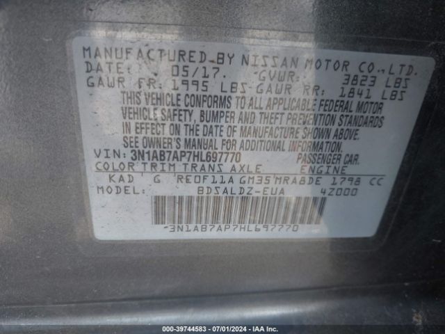 Photo 8 VIN: 3N1AB7AP7HL697770 - NISSAN SENTRA 