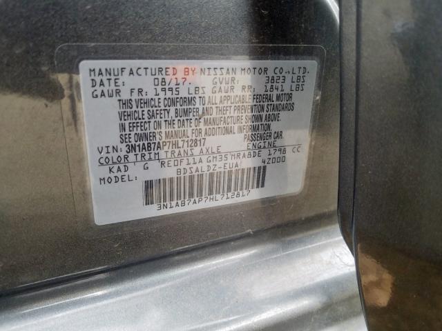 Photo 9 VIN: 3N1AB7AP7HL712817 - NISSAN SENTRA S 