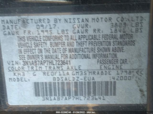 Photo 8 VIN: 3N1AB7AP7HL723641 - NISSAN SENTRA 