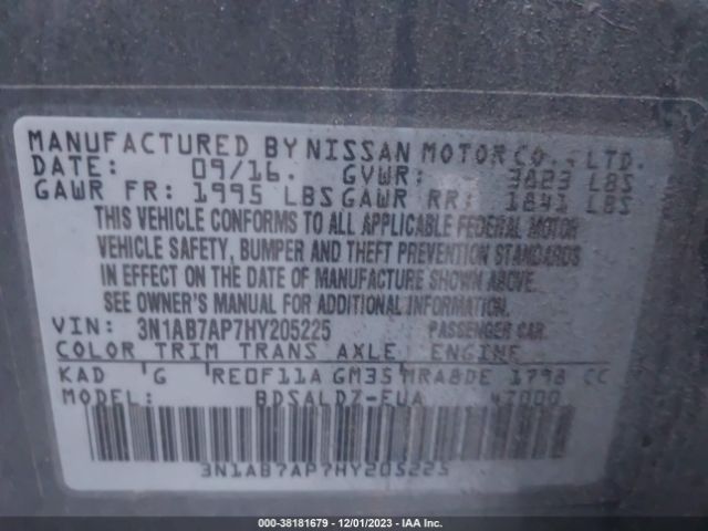 Photo 8 VIN: 3N1AB7AP7HY205225 - NISSAN SENTRA 