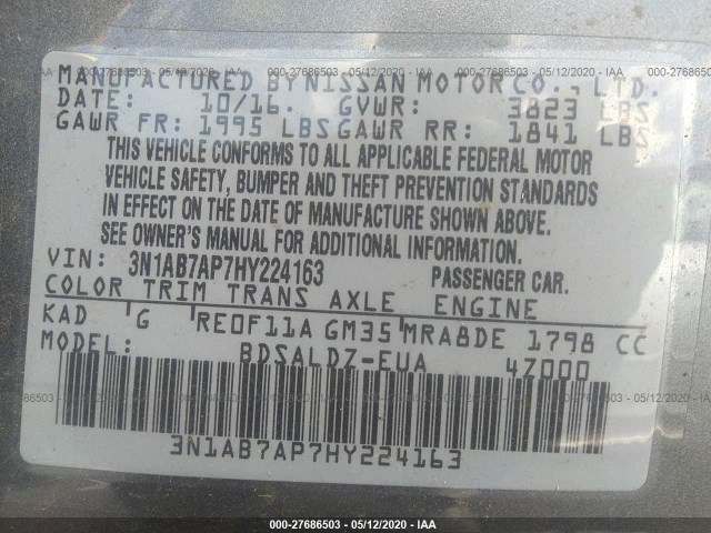 Photo 8 VIN: 3N1AB7AP7HY224163 - NISSAN SENTRA 