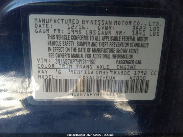 Photo 8 VIN: 3N1AB7AP7HY241190 - NISSAN SENTRA 