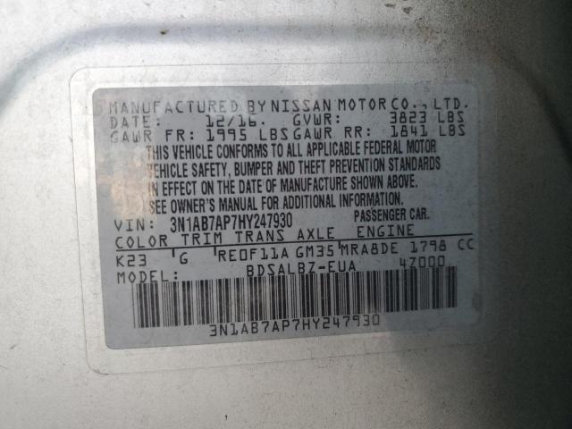 Photo 11 VIN: 3N1AB7AP7HY247930 - NISSAN SENTRA S 