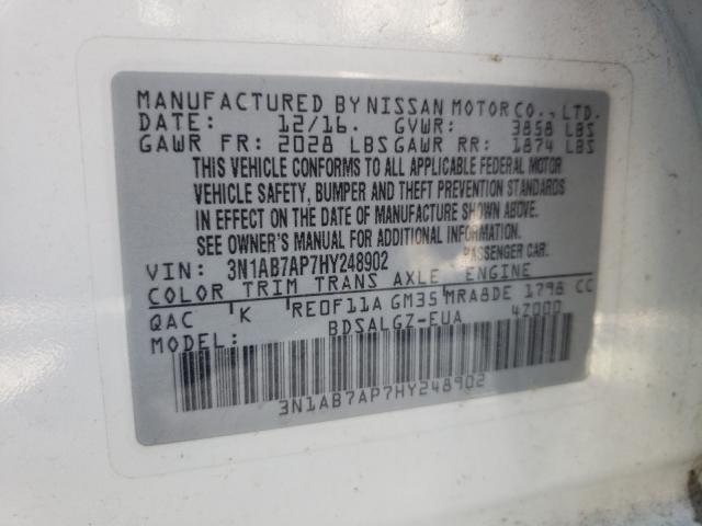 Photo 9 VIN: 3N1AB7AP7HY248902 - NISSAN SENTRA S 