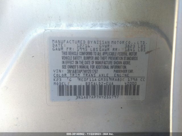 Photo 8 VIN: 3N1AB7AP7HY251797 - NISSAN SENTRA 