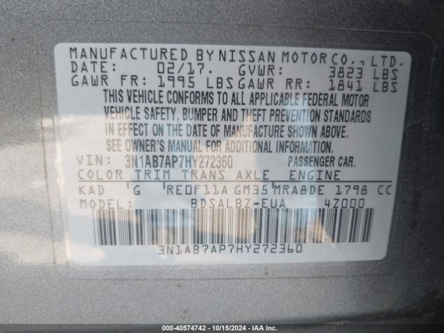 Photo 8 VIN: 3N1AB7AP7HY272360 - NISSAN SENTRA 