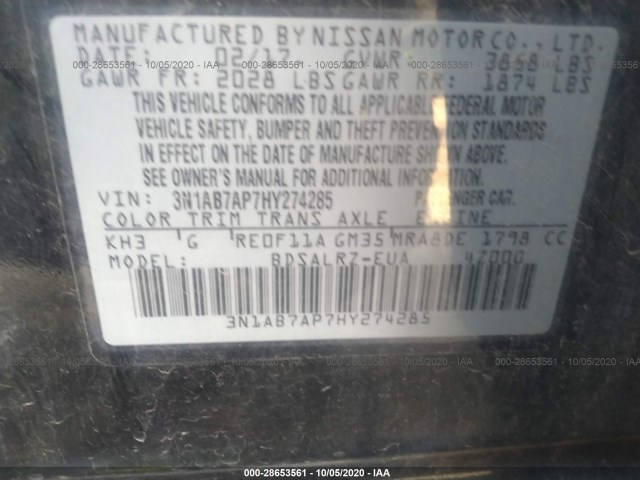 Photo 8 VIN: 3N1AB7AP7HY274285 - NISSAN SENTRA 