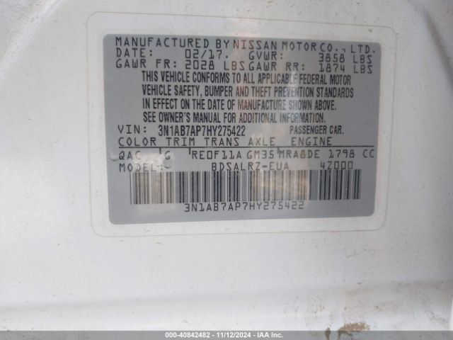 Photo 8 VIN: 3N1AB7AP7HY275422 - NISSAN SENTRA 