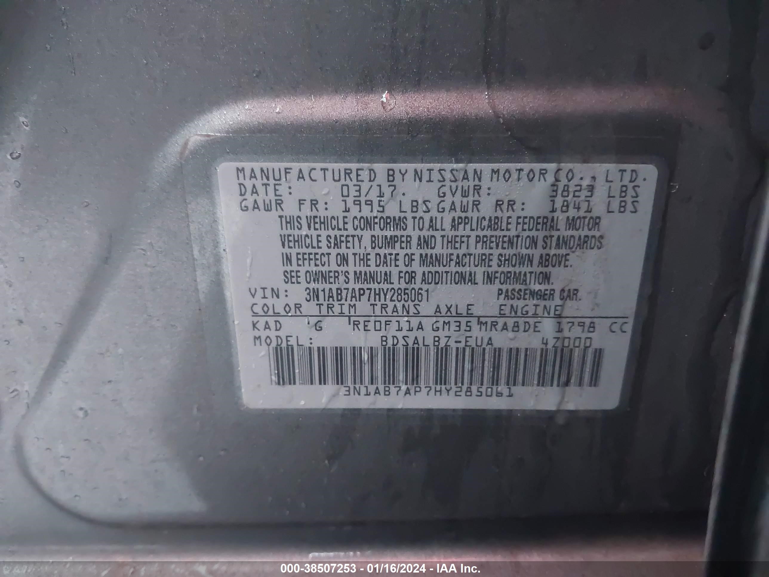 Photo 8 VIN: 3N1AB7AP7HY285061 - NISSAN SENTRA 