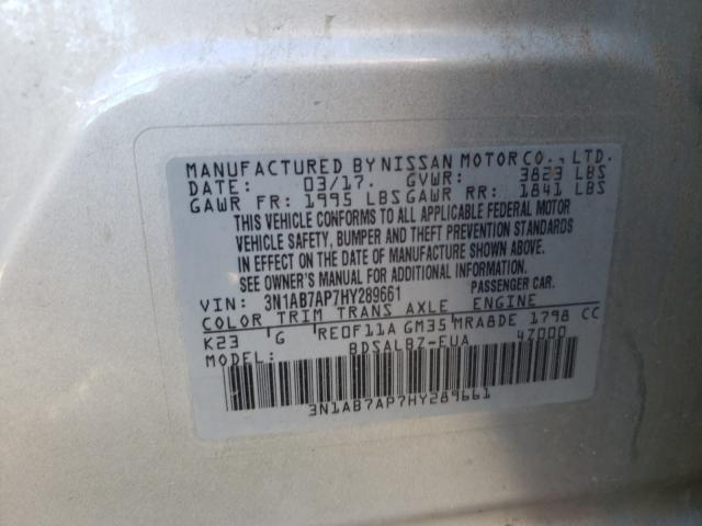 Photo 9 VIN: 3N1AB7AP7HY289661 - NISSAN SENTRA S 