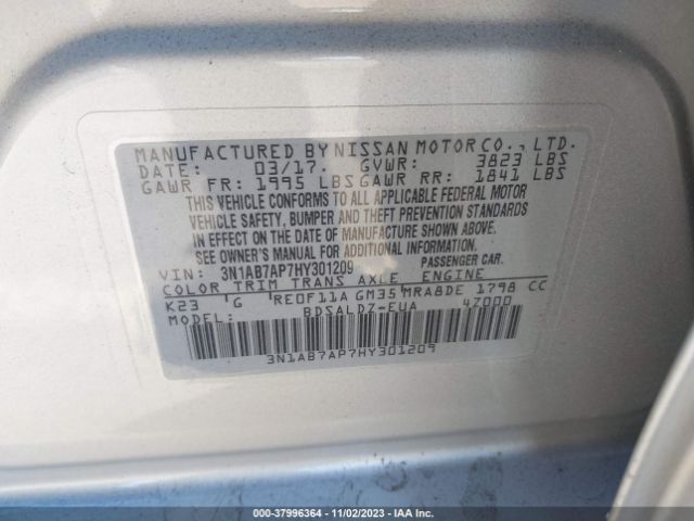 Photo 8 VIN: 3N1AB7AP7HY301209 - NISSAN SENTRA 