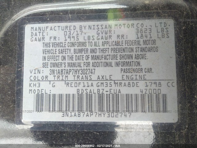 Photo 8 VIN: 3N1AB7AP7HY302747 - NISSAN SENTRA 