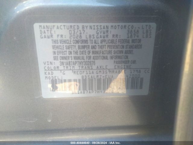 Photo 8 VIN: 3N1AB7AP7HY302876 - NISSAN SENTRA 