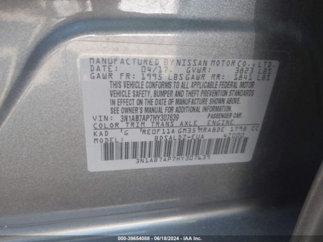 Photo 8 VIN: 3N1AB7AP7HY307639 - NISSAN SENTRA 