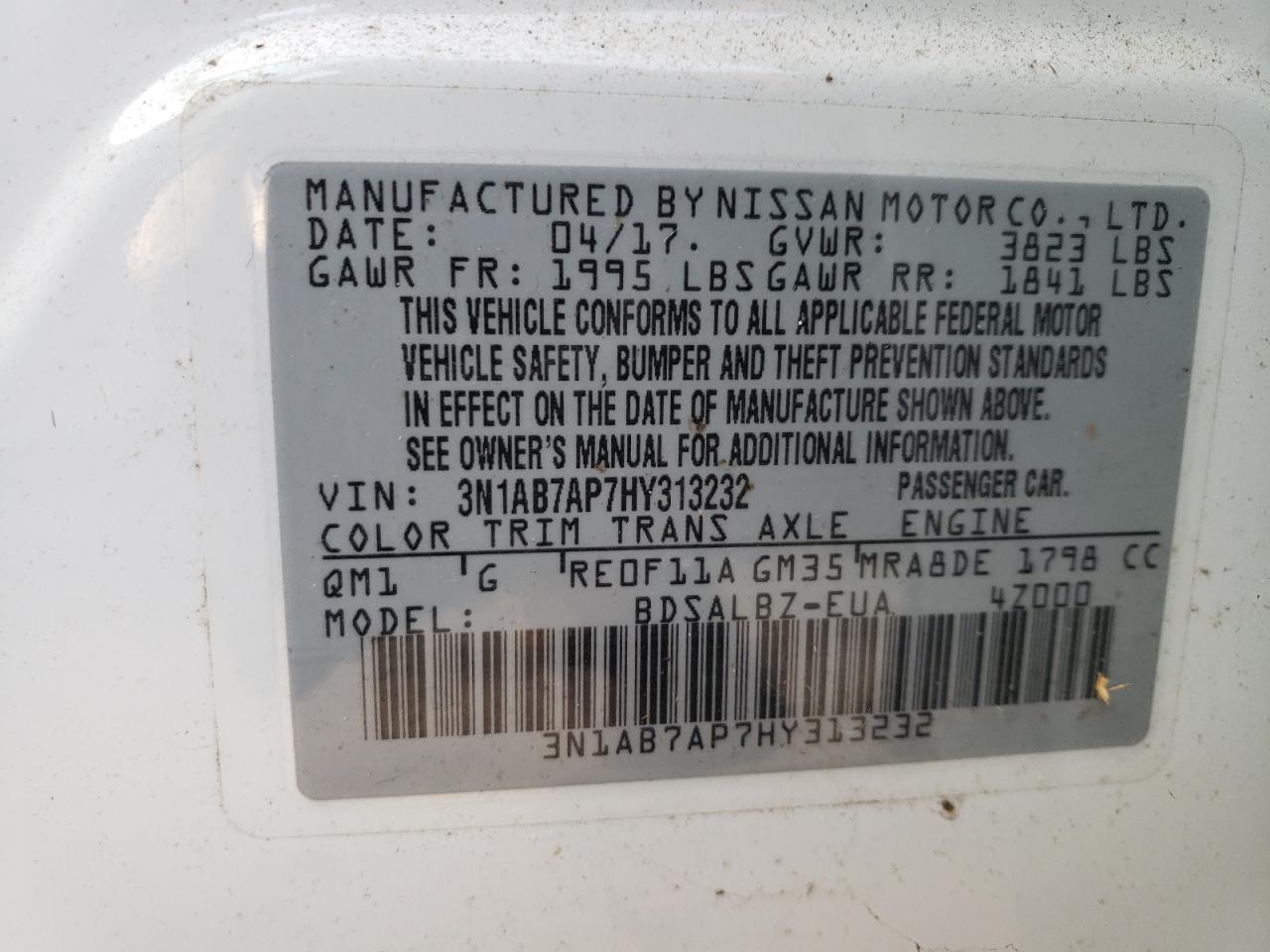 Photo 11 VIN: 3N1AB7AP7HY313232 - NISSAN SENTRA 