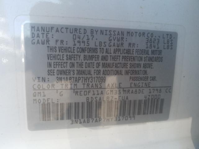 Photo 9 VIN: 3N1AB7AP7HY317099 - NISSAN SENTRA S 