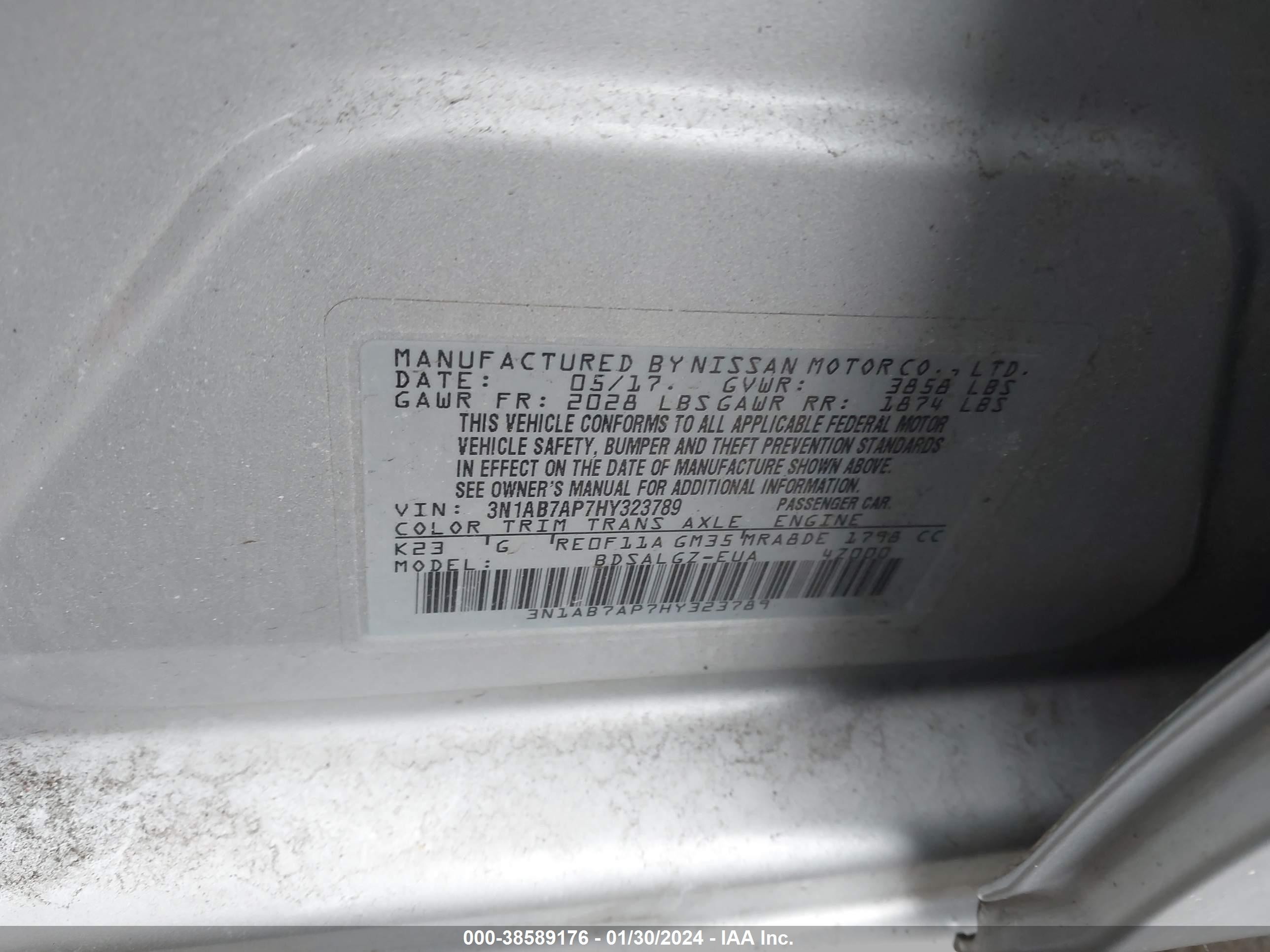 Photo 8 VIN: 3N1AB7AP7HY323789 - NISSAN SENTRA 