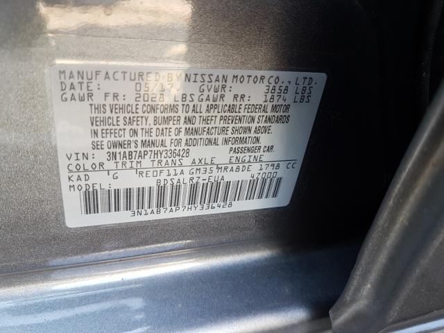 Photo 9 VIN: 3N1AB7AP7HY336428 - NISSAN SENTRA S 