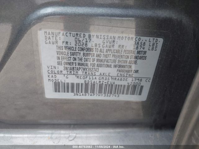 Photo 8 VIN: 3N1AB7AP7HY352743 - NISSAN SENTRA 