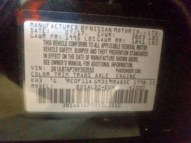 Photo 9 VIN: 3N1AB7AP7HY363550 - NISSAN SENTRA S 