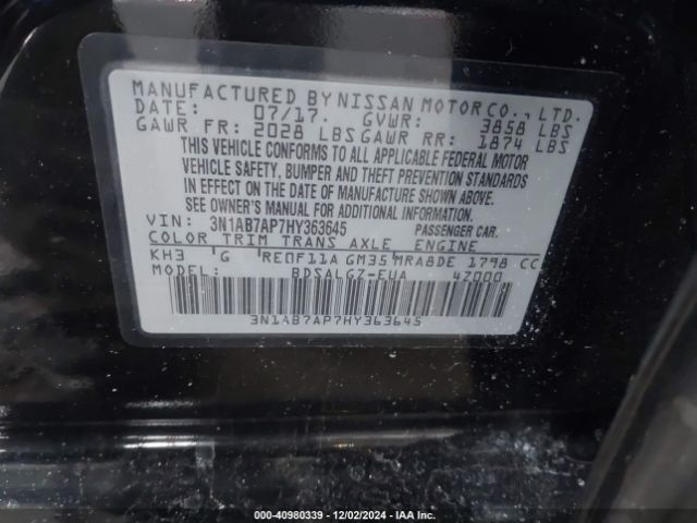 Photo 8 VIN: 3N1AB7AP7HY363645 - NISSAN SENTRA 