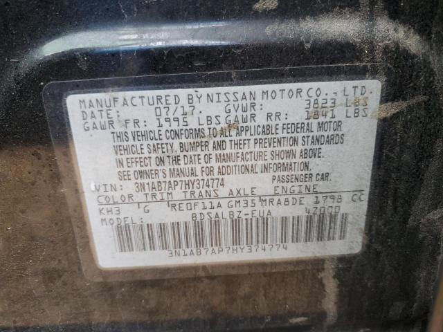 Photo 11 VIN: 3N1AB7AP7HY374774 - NISSAN SENTRA S 