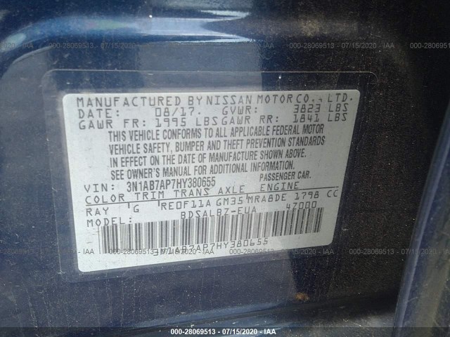 Photo 8 VIN: 3N1AB7AP7HY380655 - NISSAN SENTRA 