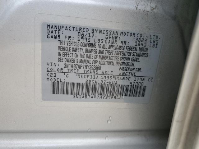 Photo 11 VIN: 3N1AB7AP7HY392868 - NISSAN SENTRA S 