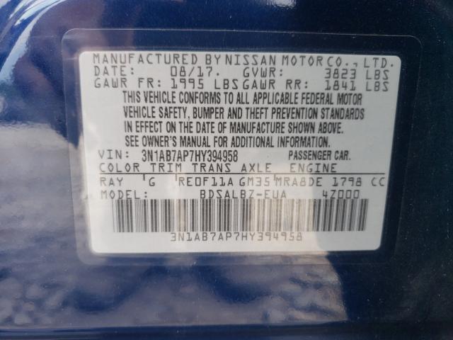 Photo 9 VIN: 3N1AB7AP7HY394958 - NISSAN SENTRA S 