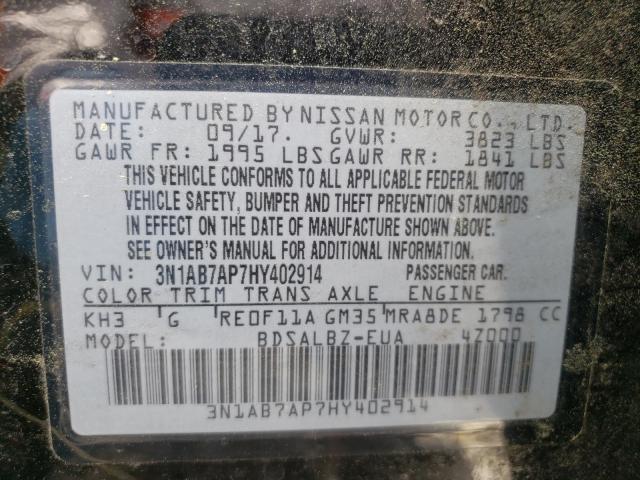 Photo 9 VIN: 3N1AB7AP7HY402914 - NISSAN SENTRA S 