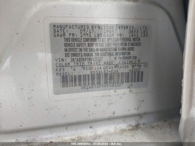 Photo 8 VIN: 3N1AB7AP7HY405327 - NISSAN SENTRA 