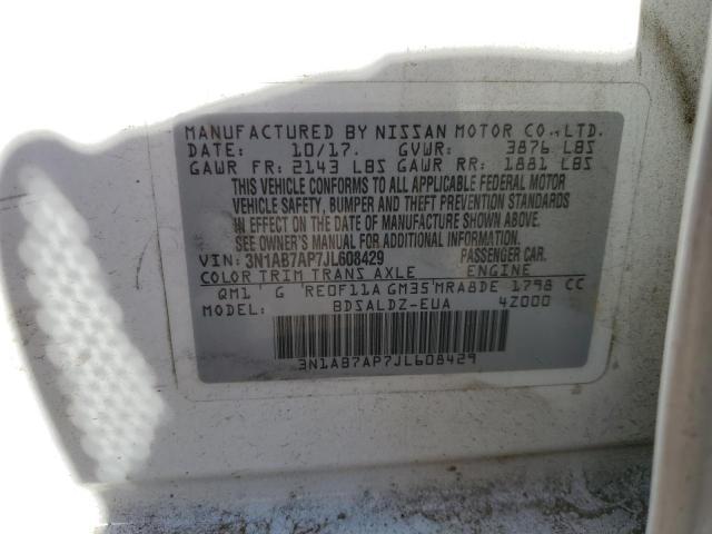 Photo 11 VIN: 3N1AB7AP7JL608429 - NISSAN SENTRA S 