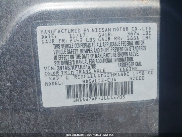 Photo 8 VIN: 3N1AB7AP7JL615705 - NISSAN SENTRA 