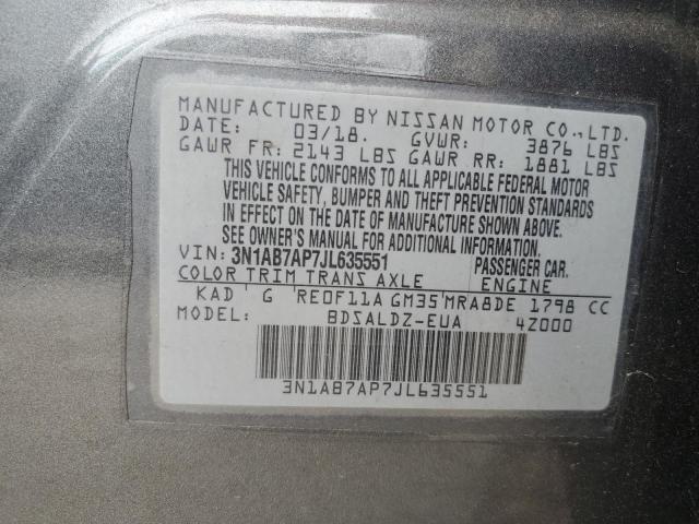 Photo 11 VIN: 3N1AB7AP7JL635551 - NISSAN SENTRA S 