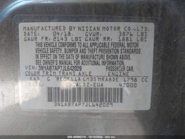 Photo 8 VIN: 3N1AB7AP7JL642029 - NISSAN SENTRA 