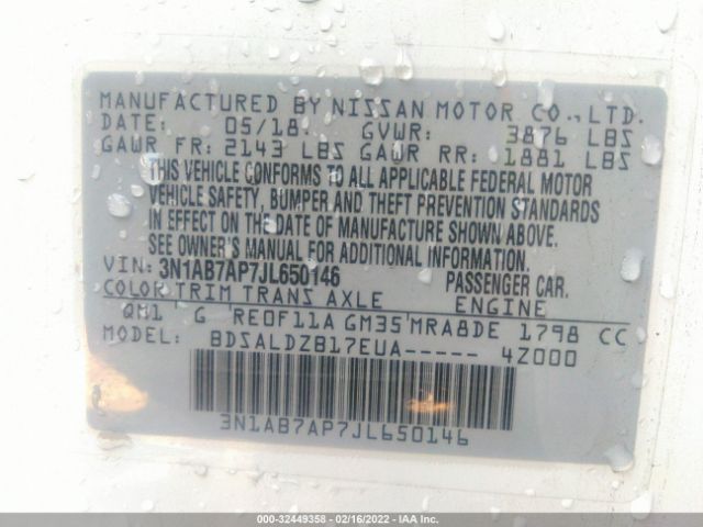 Photo 8 VIN: 3N1AB7AP7JL650146 - NISSAN SENTRA 