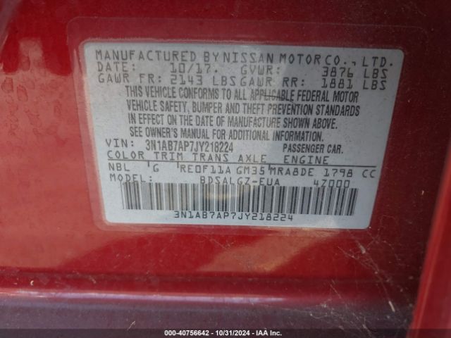 Photo 8 VIN: 3N1AB7AP7JY218224 - NISSAN SENTRA 