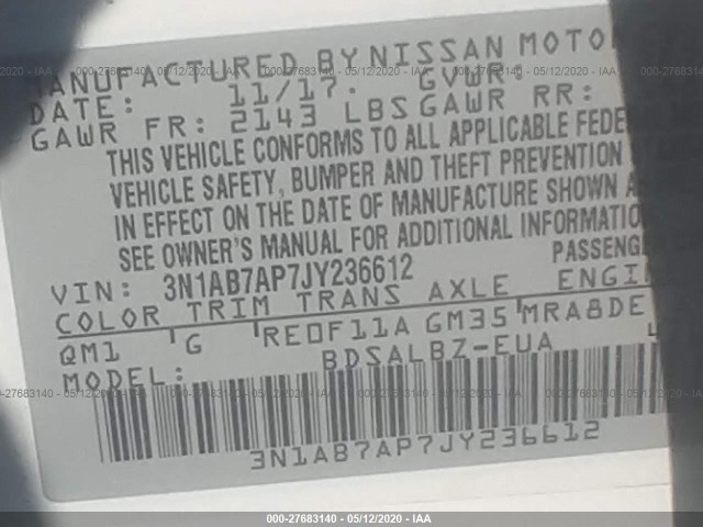 Photo 8 VIN: 3N1AB7AP7JY236612 - NISSAN SENTRA 