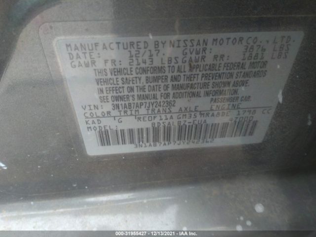 Photo 8 VIN: 3N1AB7AP7JY242362 - NISSAN SENTRA 