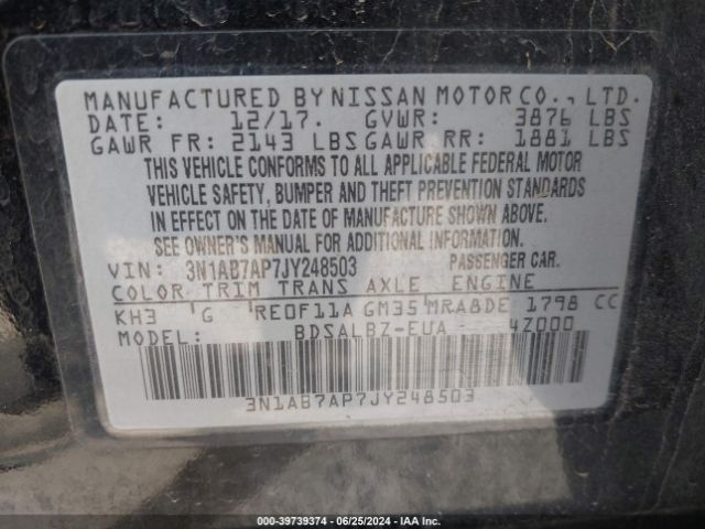 Photo 8 VIN: 3N1AB7AP7JY248503 - NISSAN SENTRA 