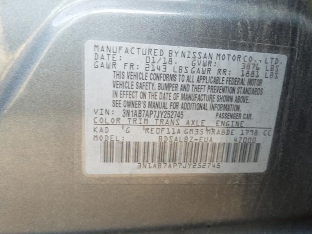 Photo 9 VIN: 3N1AB7AP7JY252745 - NISSAN SENTRA S 