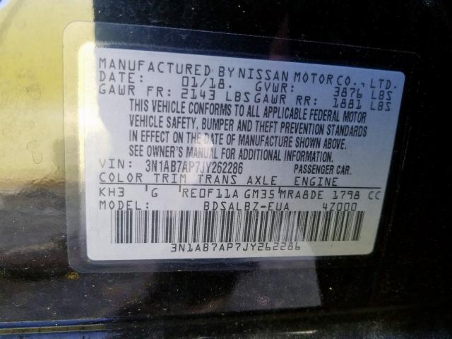 Photo 9 VIN: 3N1AB7AP7JY262286 - NISSAN SENTRA 