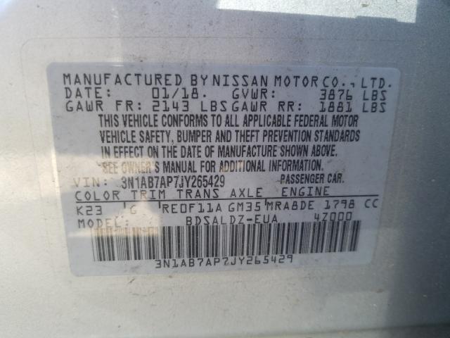 Photo 9 VIN: 3N1AB7AP7JY265429 - NISSAN SENTRA S 