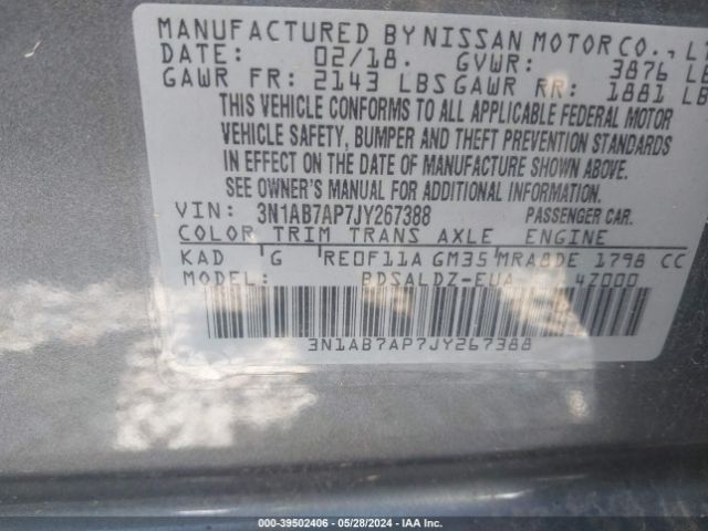 Photo 8 VIN: 3N1AB7AP7JY267388 - NISSAN SENTRA 