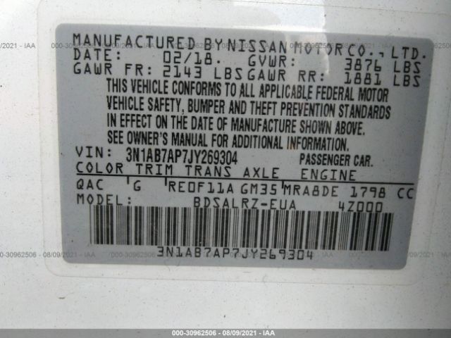 Photo 8 VIN: 3N1AB7AP7JY269304 - NISSAN SENTRA 