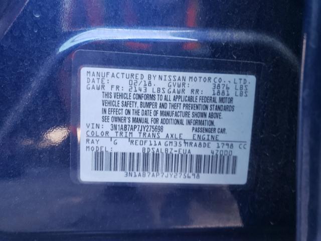 Photo 9 VIN: 3N1AB7AP7JY275698 - NISSAN SENTRA S 